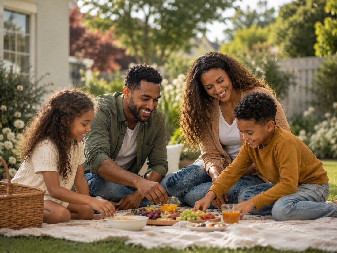 A family together at home